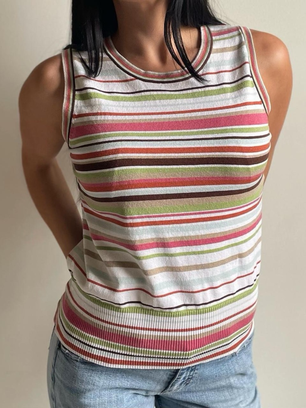 Madison Studio Striped Silk Top